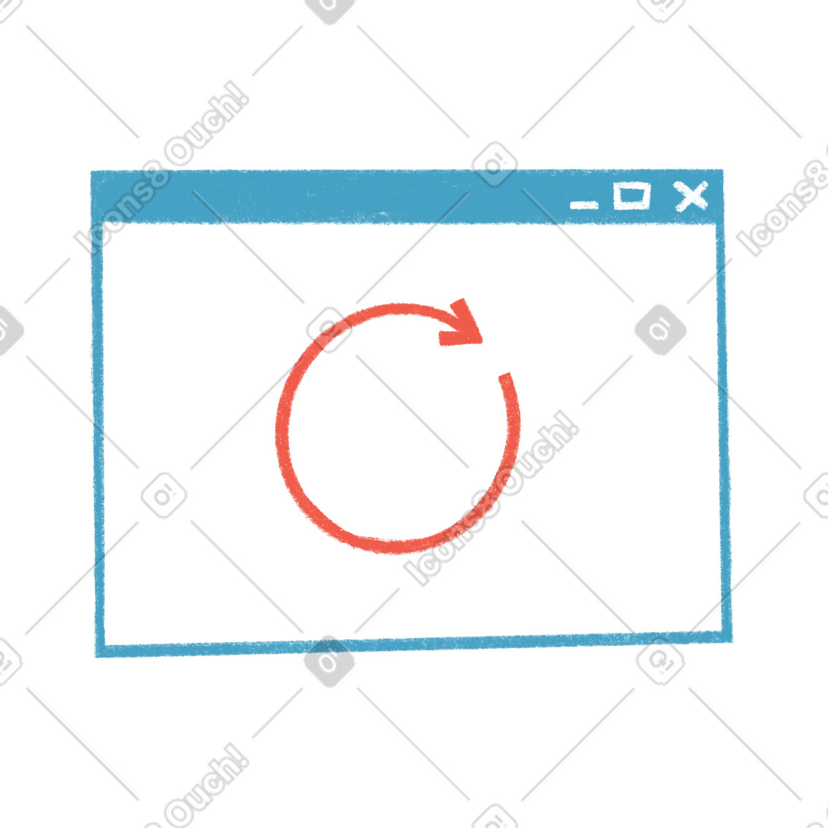 Blue browser window does not load illustration in Tutti style download in PNG, SVG