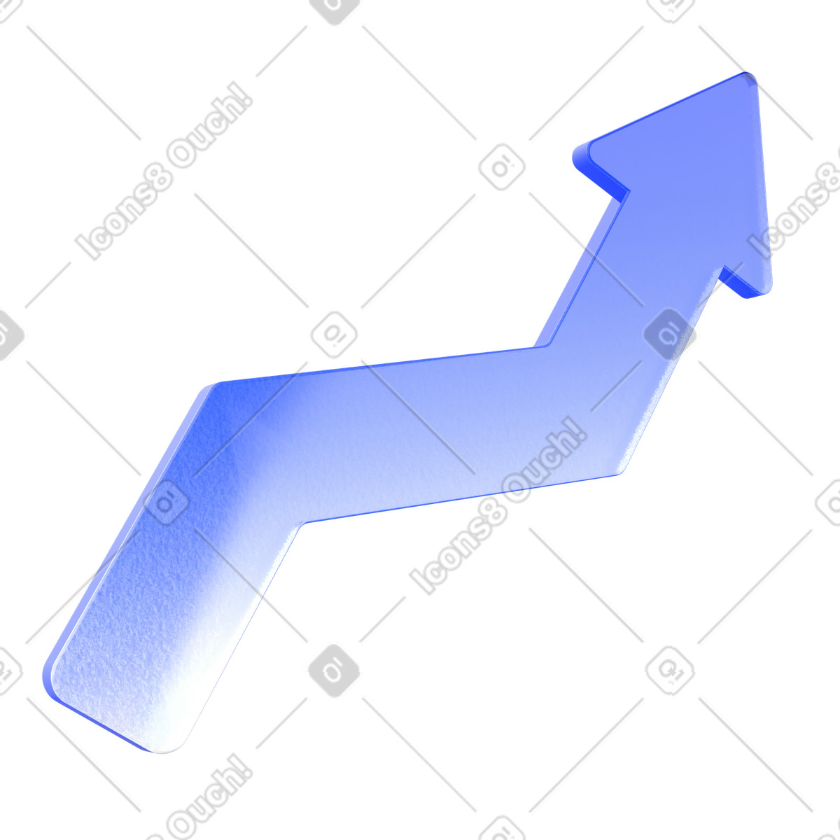 Blauer glaspfeil-Illustration im 3D Enterprise-Stil als Download in PNG, SVG
