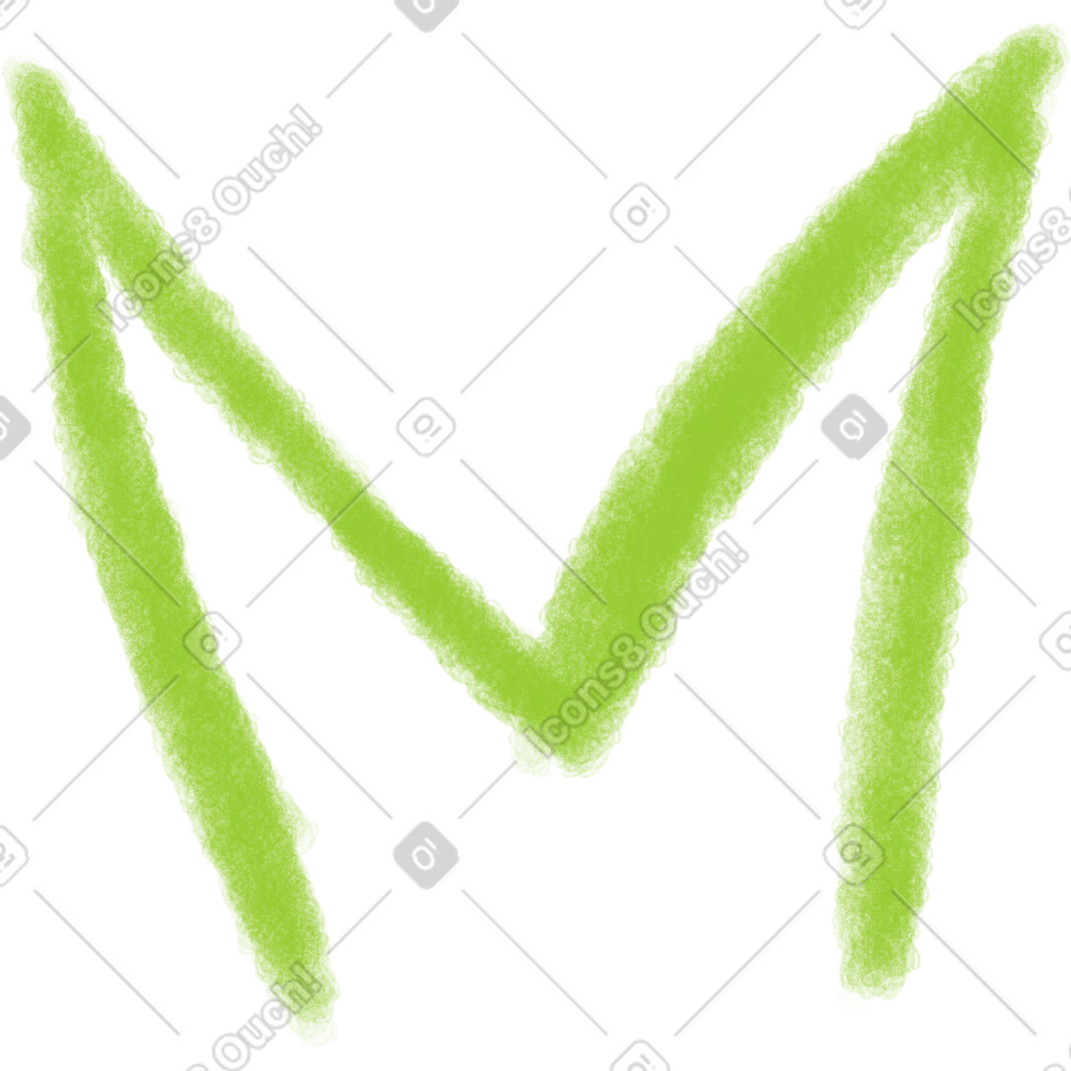 Ilustración Línea verde aguda en forma de m estilo Doodle a descargar PNG y SVG