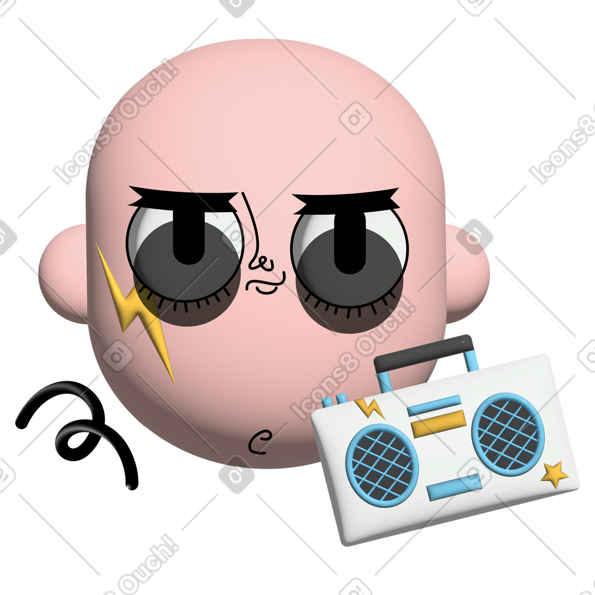 Cool guy listening to music illustration in Cartoony style download in PNG, SVG