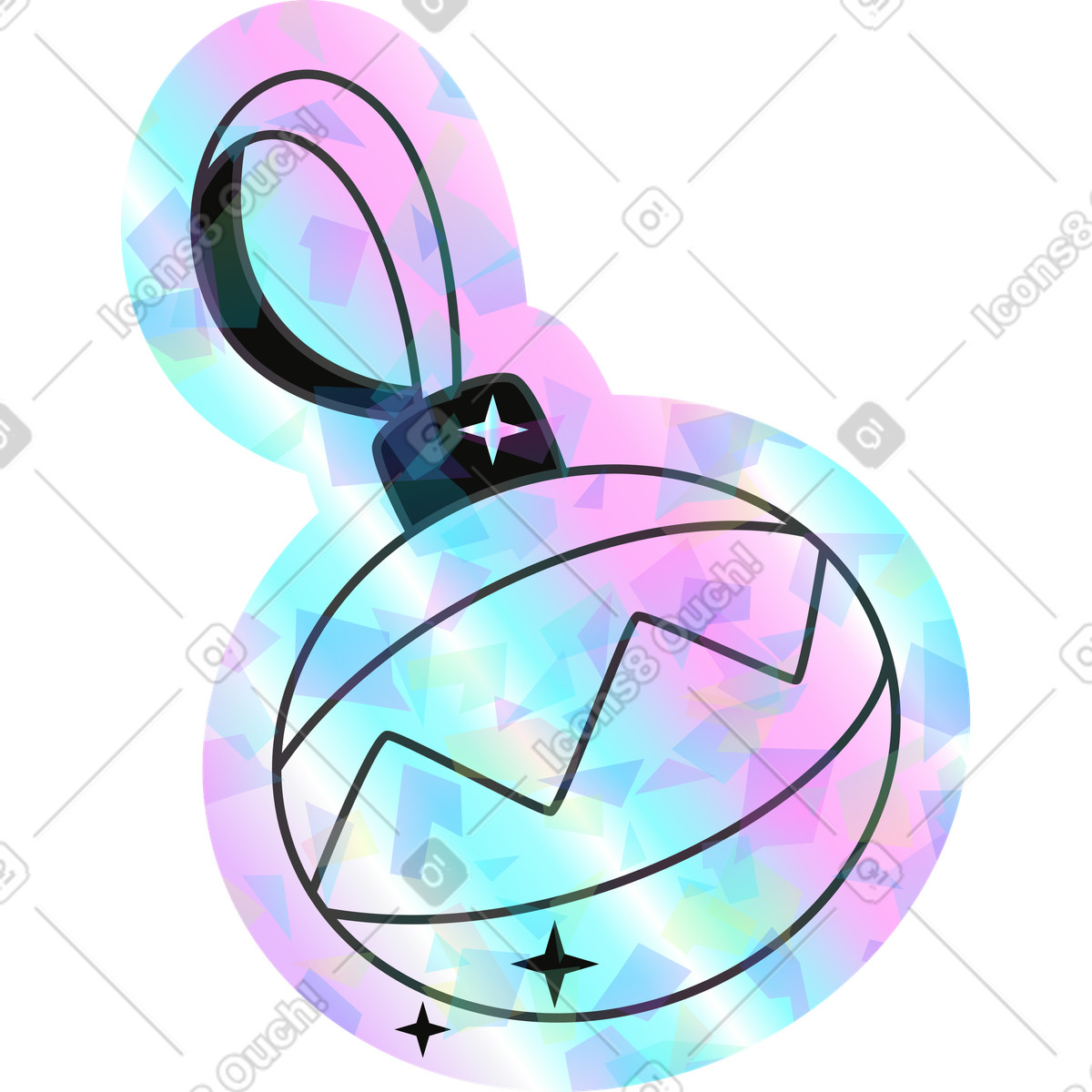 Weihnachtsspielzeug-Illustration im Holostickers-Stil als Download in PNG, SVG