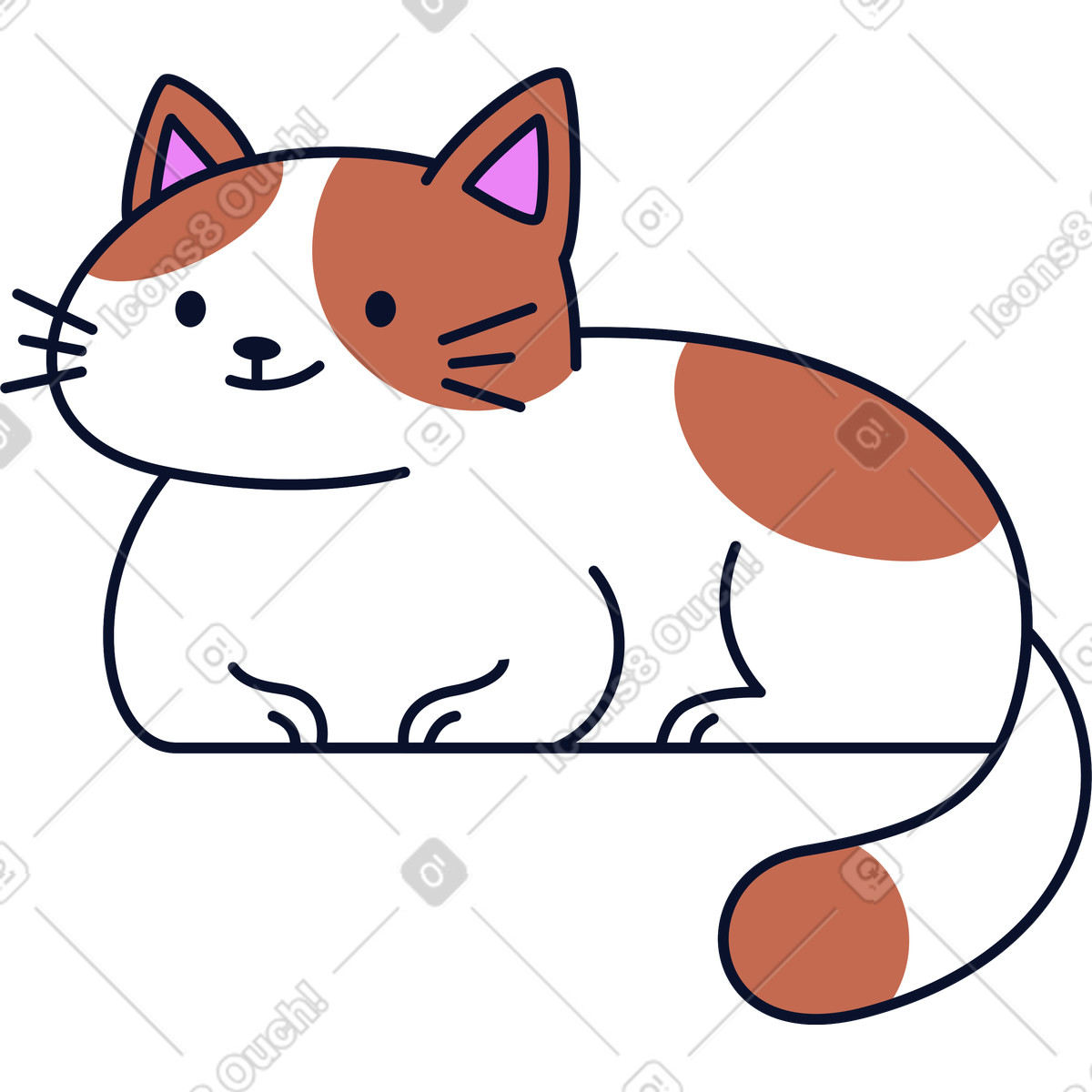 Flexy スタイルの Lying cat のイラストをPNG、SVG形式でダウンロード
