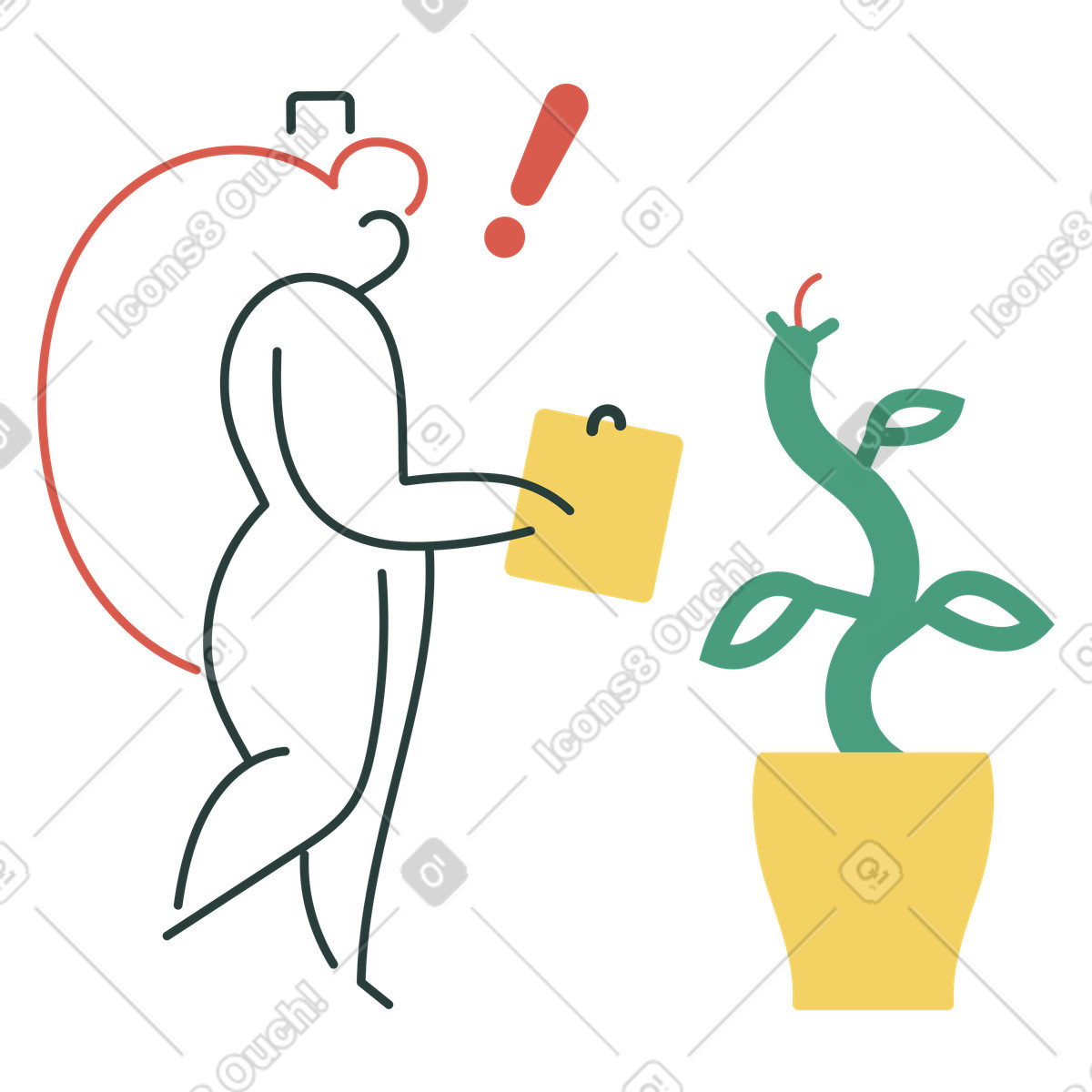 Ilustración Encounter with a dangerous plant, Unexpected error notification concept en estilo Macaroni descargar en PNG y SVG
