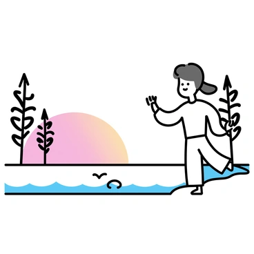 A solitary figure, dressed in loose-fitting white clothing, is performing tai chi beside a tranquil lake. The water reflects the soft hues of the sunrise, showcasing shades of pink and orange. The figure stands in a graceful stance, one arm extended outward while the other rests near the waist. Surrounding the lake are silhouettes of tall trees, their leaves gently rustling in the morning breeze. A mist rises from the surface of the water, adding to the calm atmosphere of the scene.