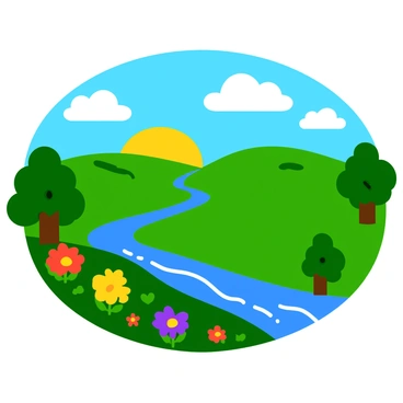 A landscape illustration with blurred outlines and details