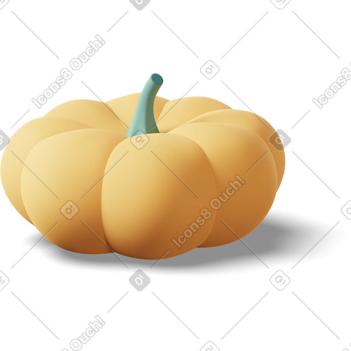 Yellow pumpkin-Illustration im 3D Casual life-Stil als Download in PNG, SVG