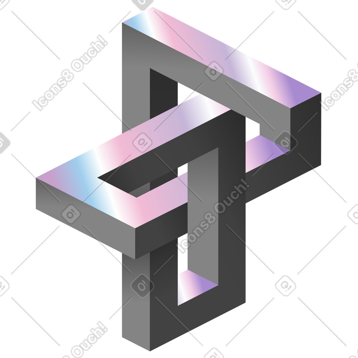 Ilustração de Forma geométrica impossível sobreposta com bordas gradientes em no estilo Illusion para baixar em PNG, SVG