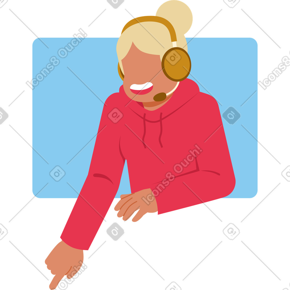 Ilustración Miembro del personal de apoyo femenino señalando algo en estilo Catchy a descargar en PNG y SVG