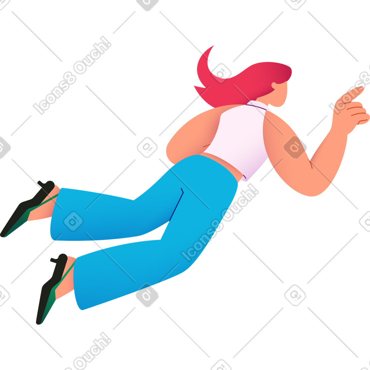 Illustration Femme flottant dans les airs le style Colors à télécharger aux formats PNG, SVG