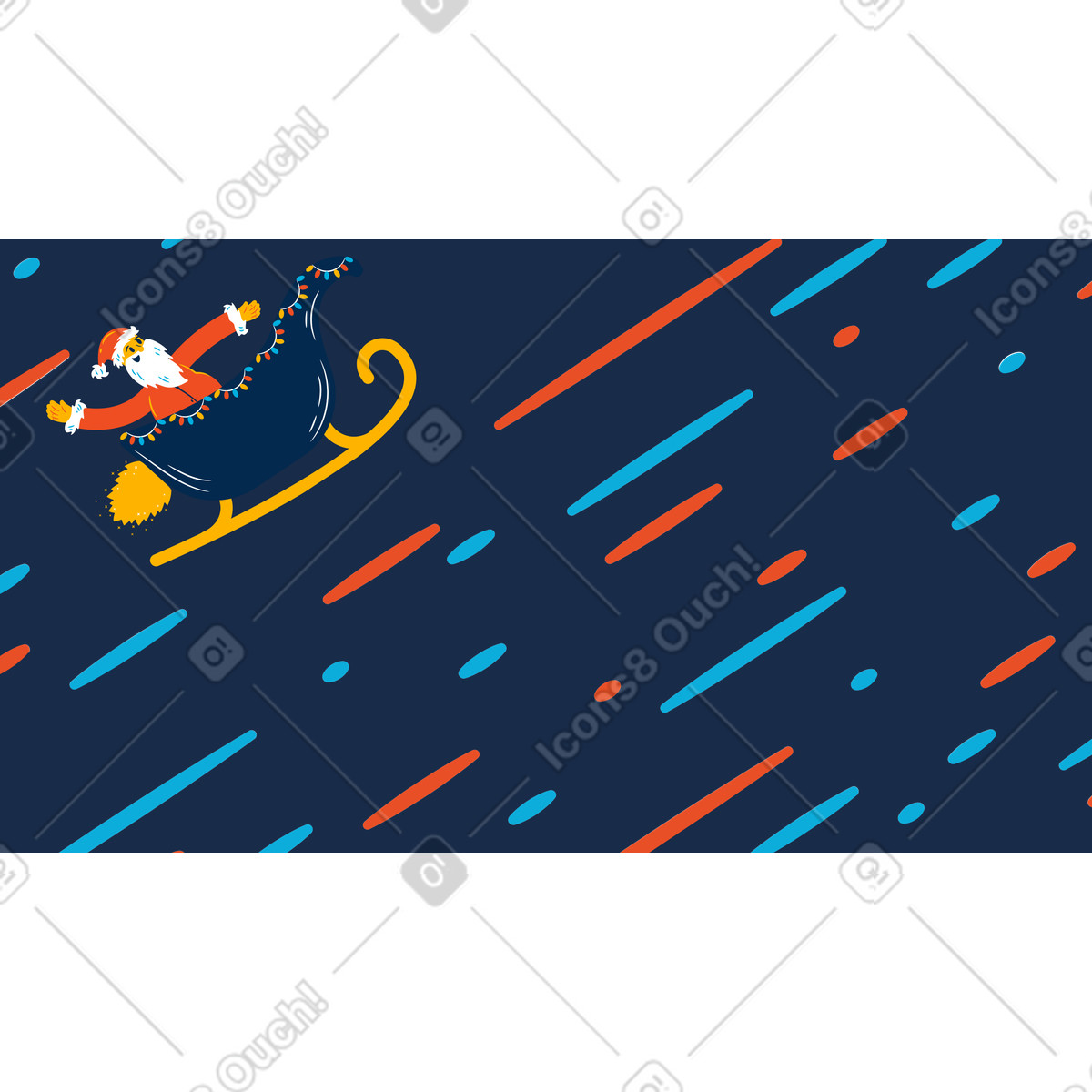 Santa in the sky illustration Flame style download PNG, SVG