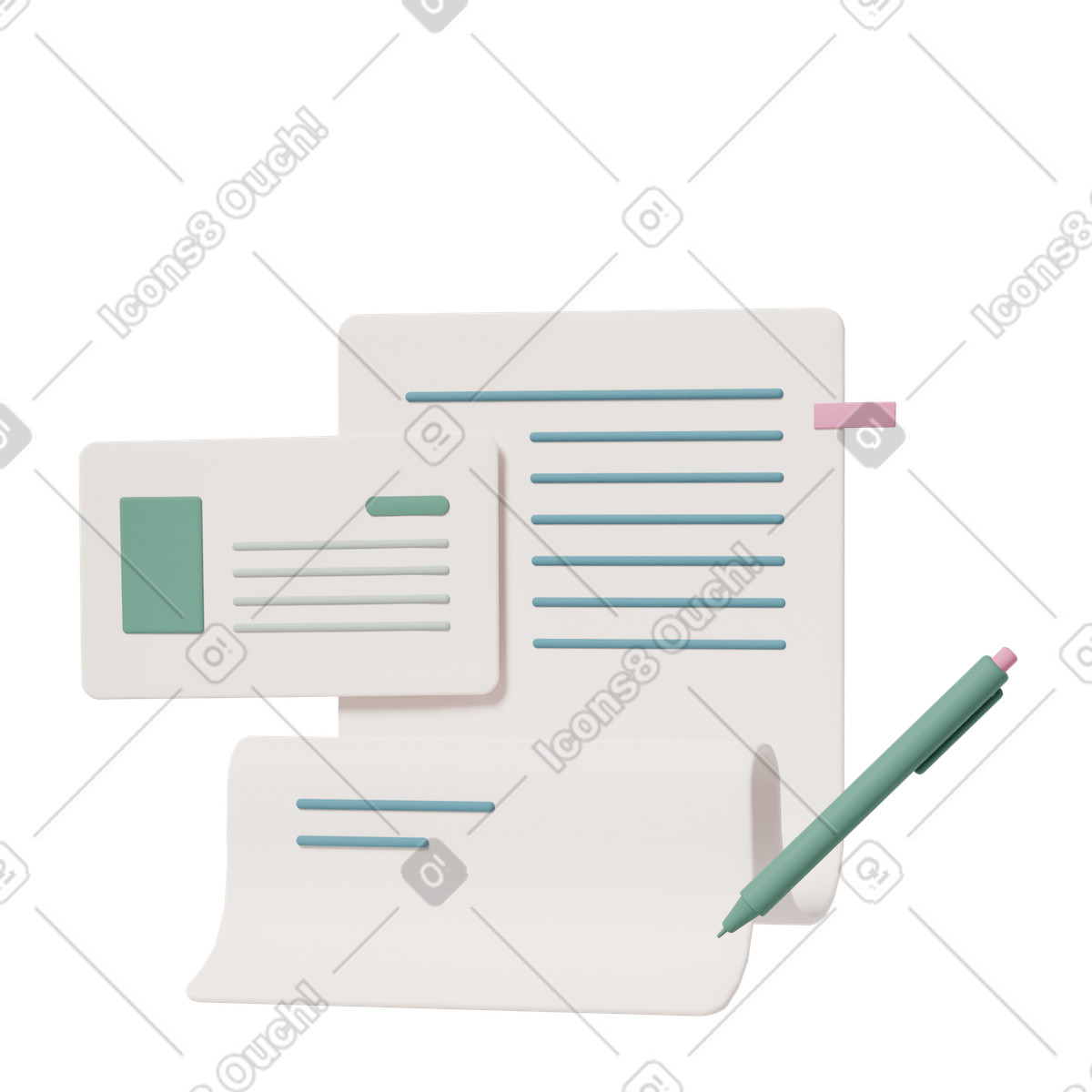 Signing contract illustration in 3D Casual life style download in PNG, SVG