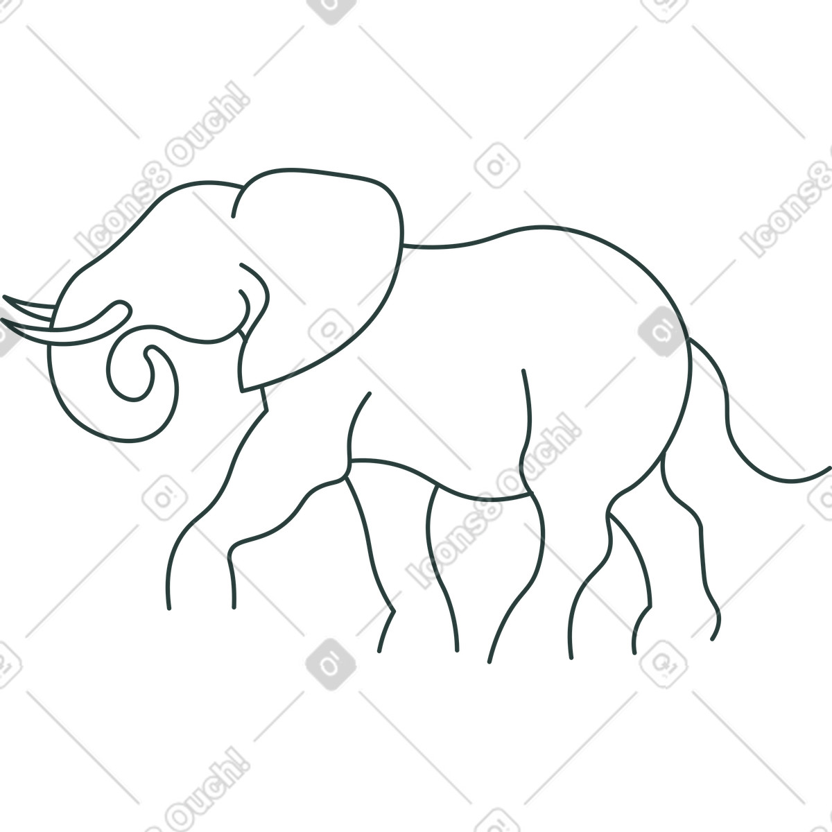 Elefant-Illustration im Macaroni-Stil als Download in PNG, SVG