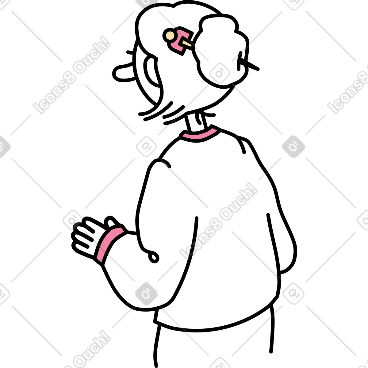 Illustration Femme aux cheveux hauts dans le style Notes à télécharger formats PNG, SVG