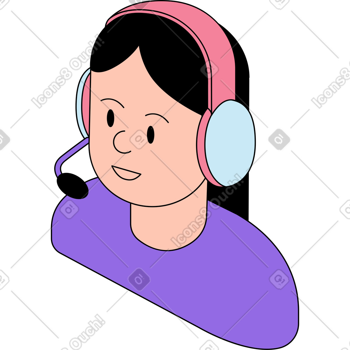 Weibliche unterstützungsberaterin-Illustration im Project-Stil als Download in PNG, SVG