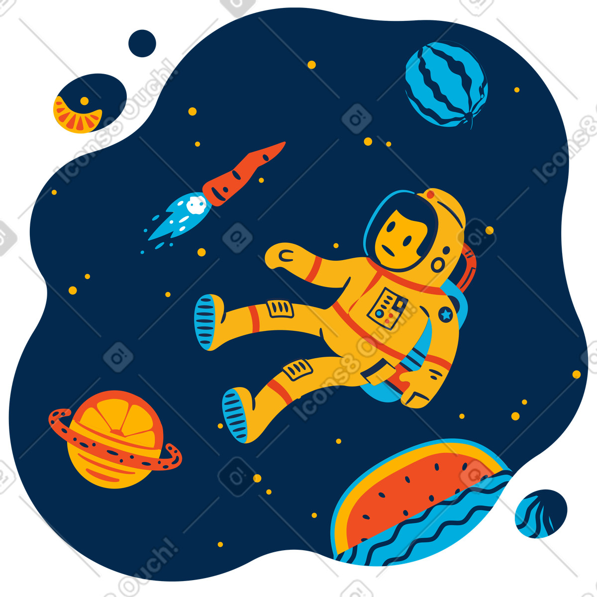 Galaxy of healthy food illustration in Flame style download in PNG, SVG