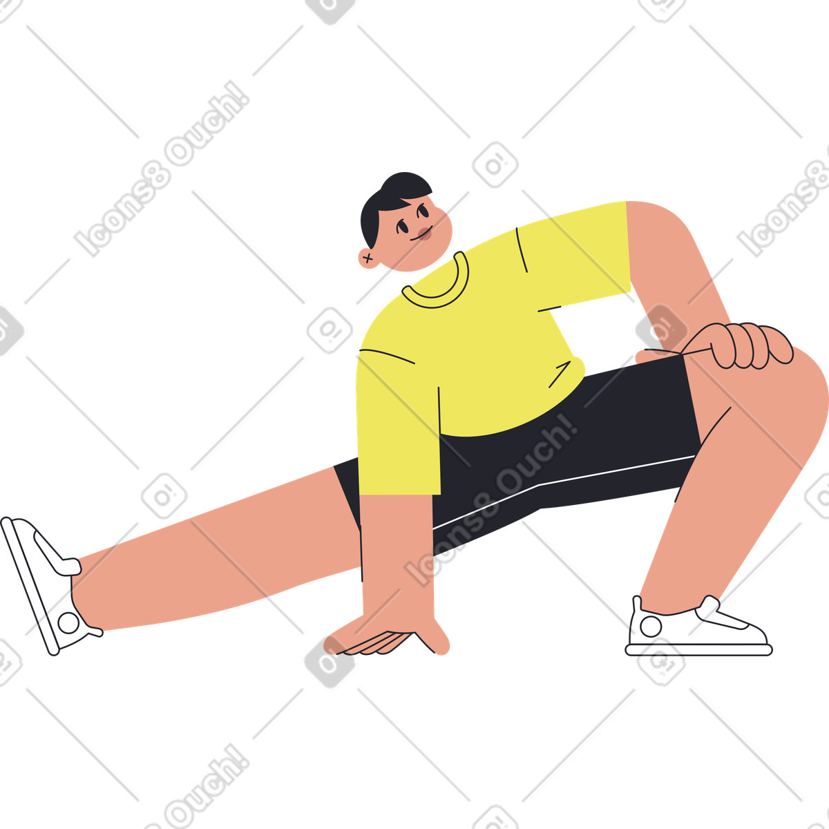 下载 Boba 风格的 伸腿的男人 插画，支持 PNG、SVG 格式