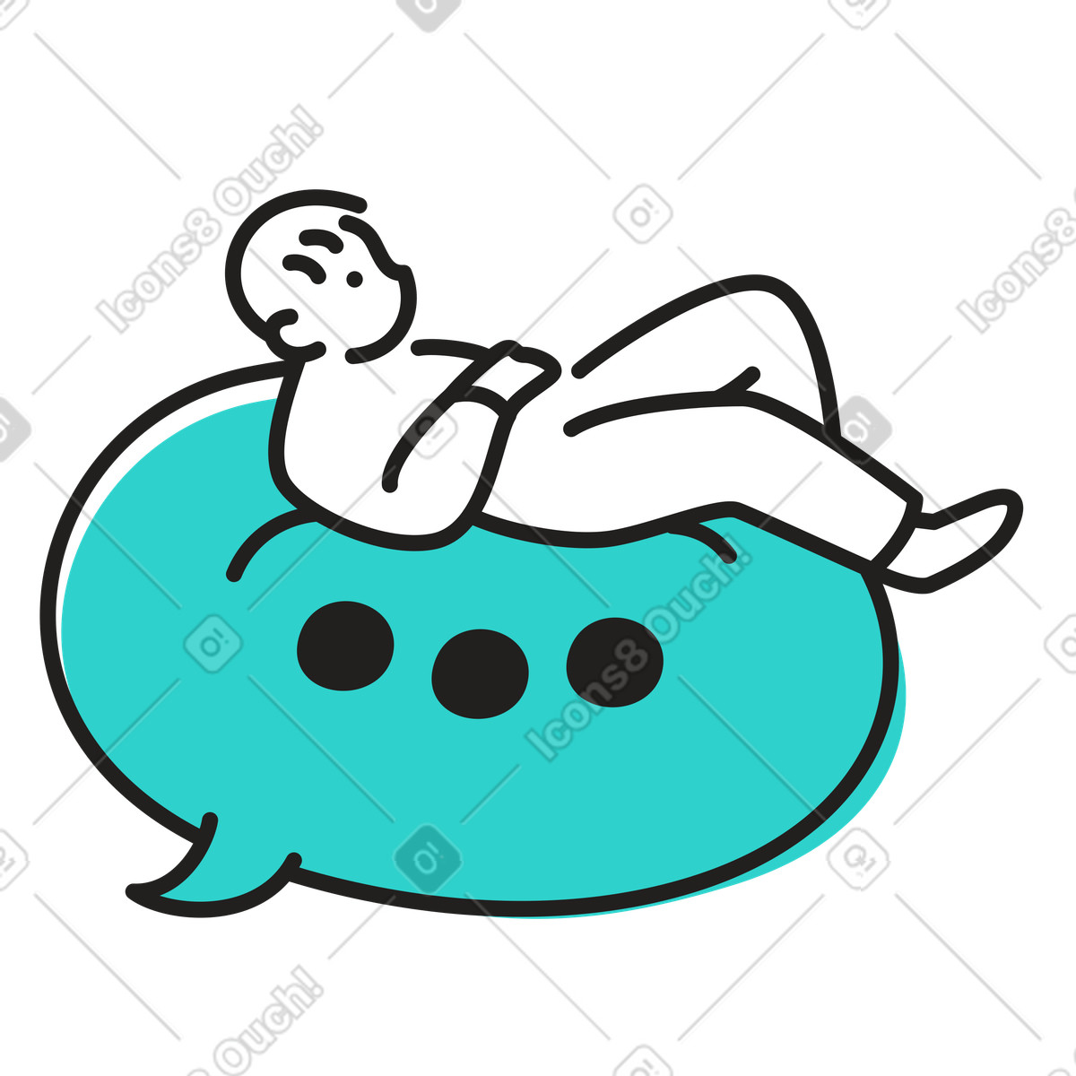 Uomo sdraiato sul fumetto illustrazione in stile Little scarica in PNG, SVG