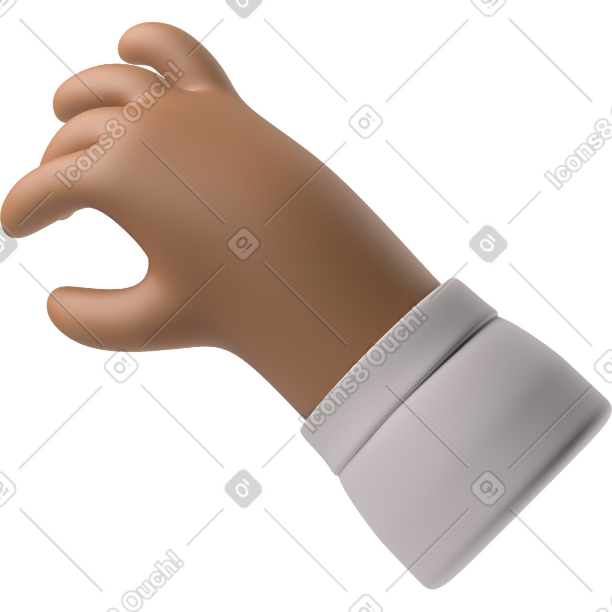 3D Hands Fun&Wild スタイルの 何かを取る茶色の肌の手 のイラストをPNG、SVG形式でダウンロード