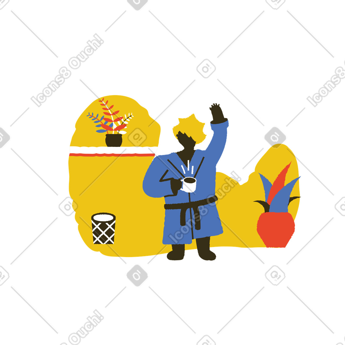 Ilustração de Auto-isolamento e café em no estilo Bermuda para baixar em PNG, SVG