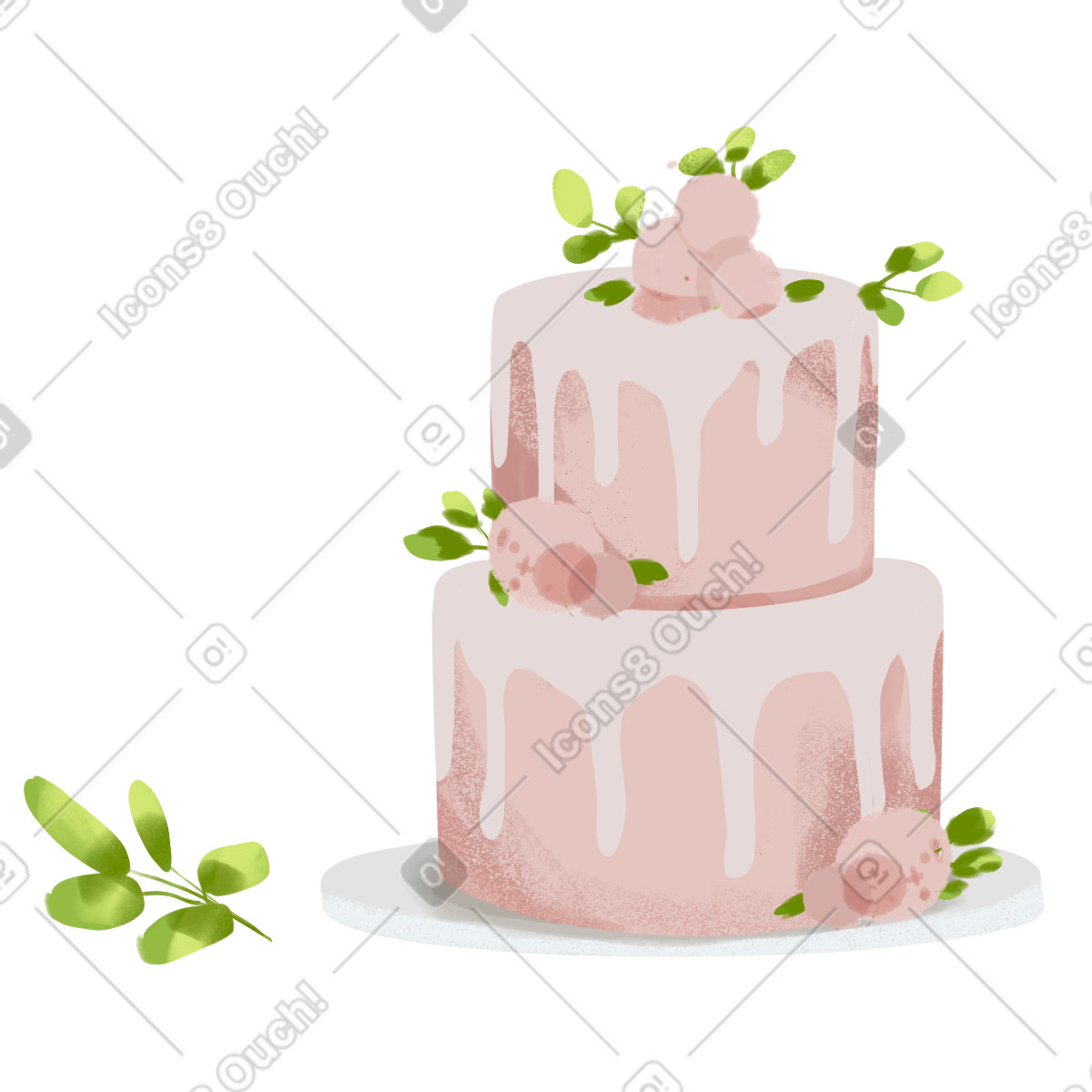 Pink three-tier cake-Illustration im Ikigai-Stil als Download in PNG, SVG