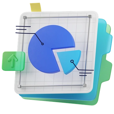 A pie chart with segments and data points - 3D Surfaced style illustration