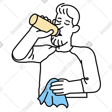 Man drinking from a sports bottle PNG, SVG