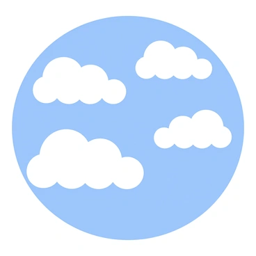Fluffy white clouds with soft, rounded edges drifting across a bright blue sky. The clouds vary in size, creating a sense of depth and movement. The background is a clear and vivid shade of blue, evoking a peaceful atmosphere.