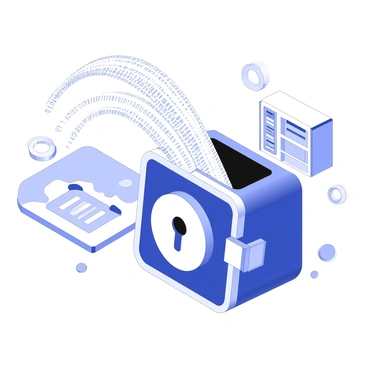A digital vault is positioned at the center of the image, designed with sleek, high-tech lines and a prominent secure lock mechanism on its surface. Streams of binary code flow elegantly into the vault, forming intricate patterns as they cascade from the top. Each stream is distinct, showcasing a variety of data points merging into the lock. In the background, there are subtle outlines of computer servers and networking equipment, indicating a larger intranet infrastructure. The scene conveys a sense of security and modern technology, with the focus on the vault and the flowing data.