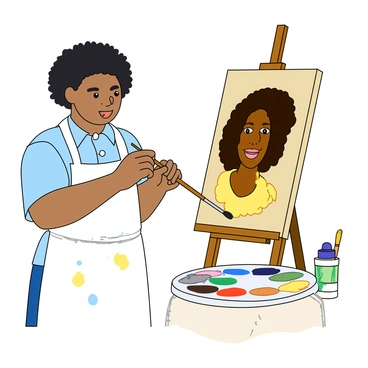An artist using a versatile brush to paint a detailed portrait