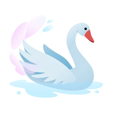 A delicately crafted paper swan is folded in an origami style, showcasing intricate creases and smooth edges. The swan is positioned gracefully, with its neck arched elegantly. Soft pastel hues of pink and blue blend on the paper, enhancing the delicate appearance. The background features a gentle gradient that complements the colors of the swan, adding to the tranquil atmosphere. A subtle reflection of the swan can be seen on a smooth surface beneath it.