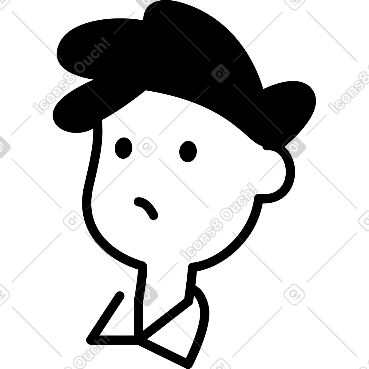 Ilustración Confusion face with question mark body expressing doubtful emotion en estilo Notion Line Art a descargar en PNG y SVG