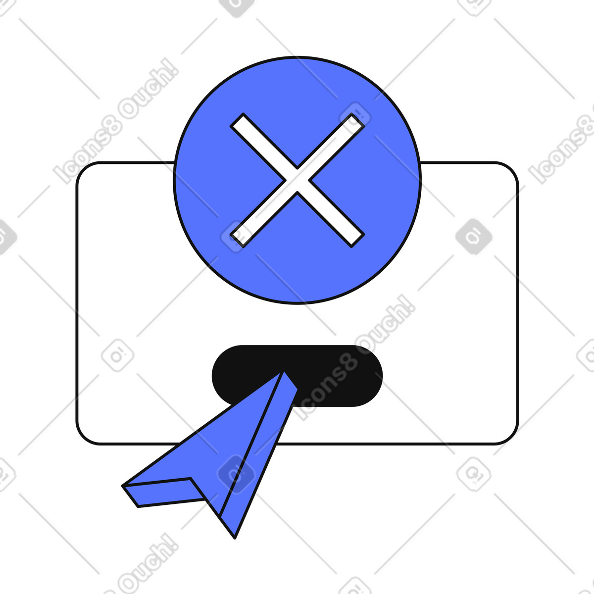 Ilustração de Error message showing failed email sending with cancel cross symbol em no estilo Main para baixar em PNG, SVG