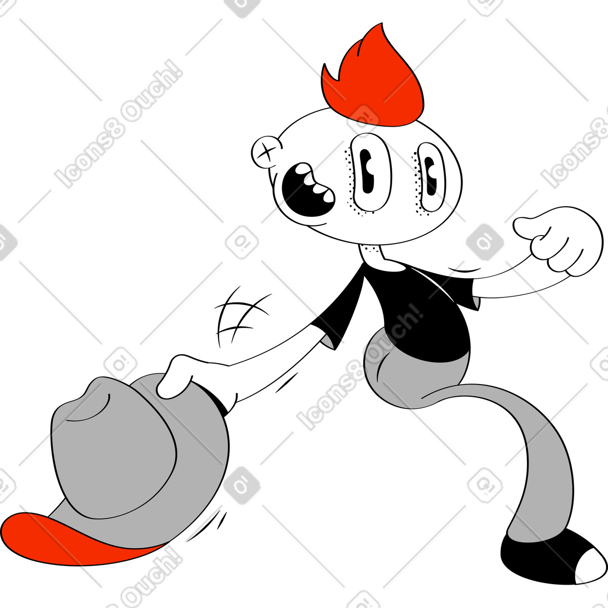 Illustration Mec avec un chapeau de cow-boy dans le style Looney à télécharger aux formats PNG, SVG