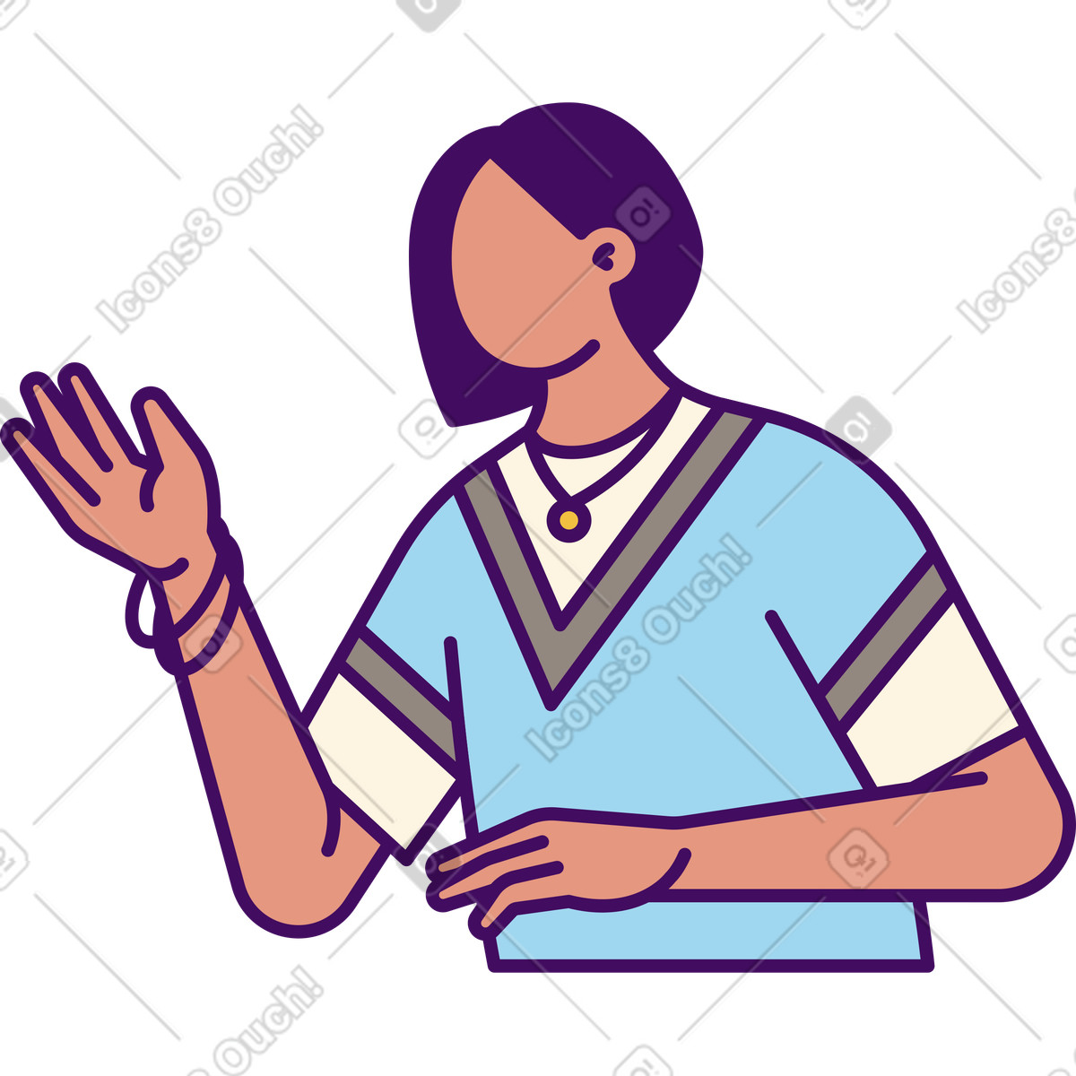 Woman raising hand illustration in Simplistic style download in PNG, SVG