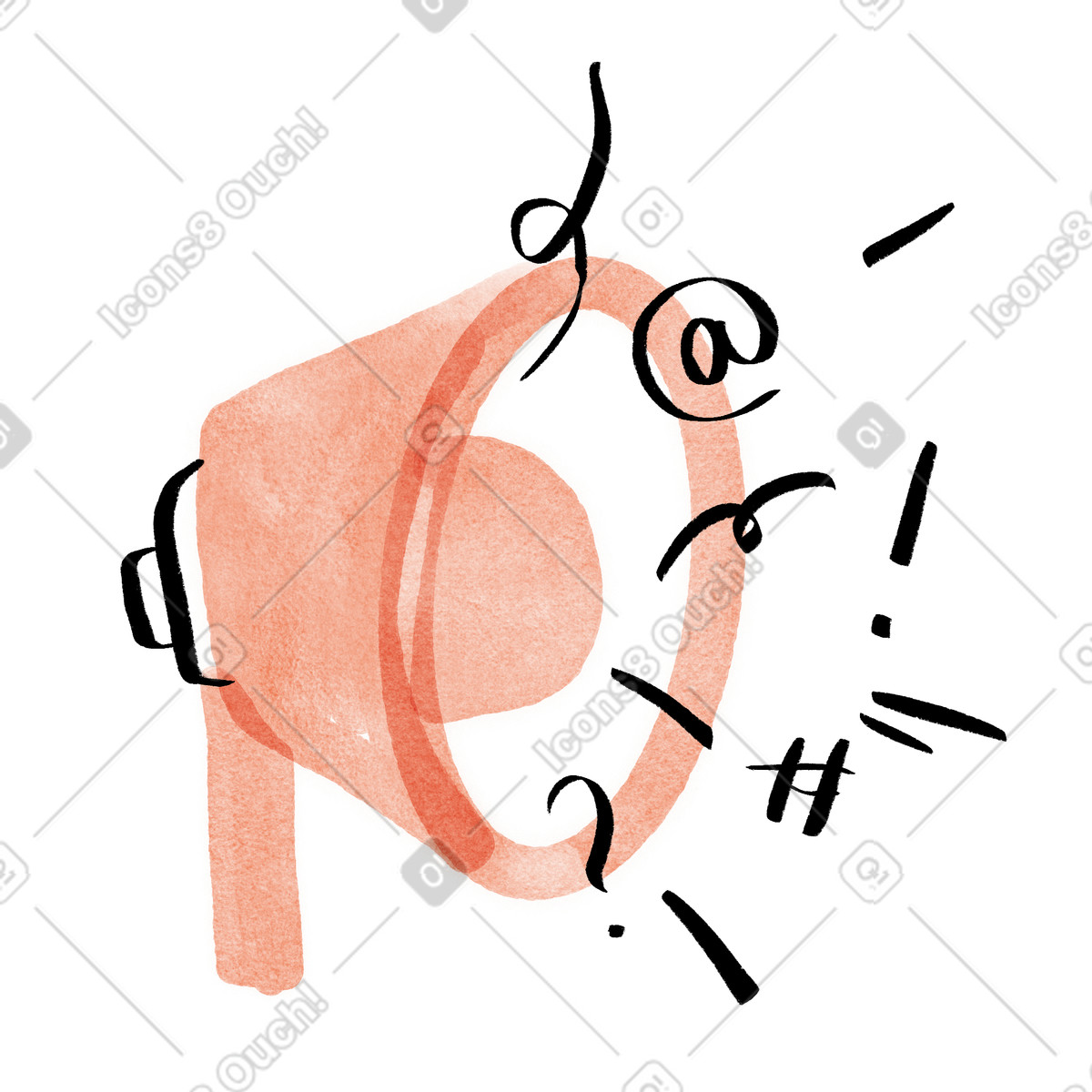 下载 Hand-drawn animation 风格的 Marketing campaign brand awareness and megaphone with sound symbols 插画，支持 PNG、SVG 格式