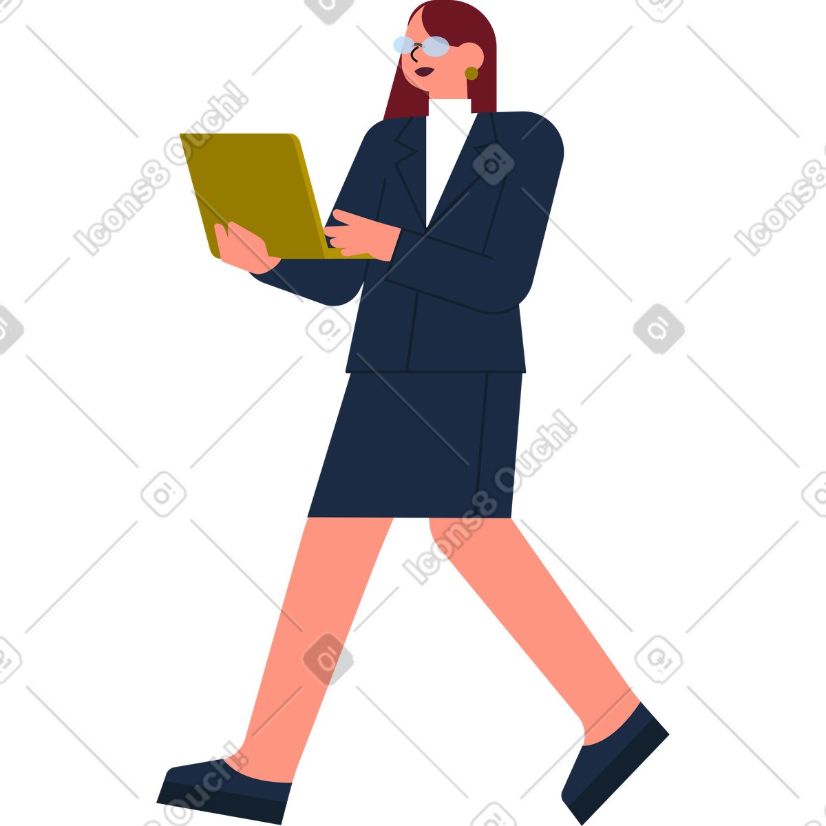 Geschäftsmann mit tragbarem computer-Illustration im Vector-Stil als Download in PNG, SVG