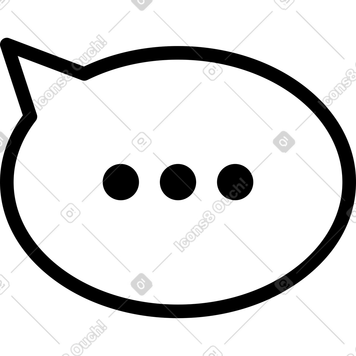 Ilustração de Speech bubble ellipsis icon indicating typing and pending chat message em no estilo Notion Line Art para baixar em PNG, SVG