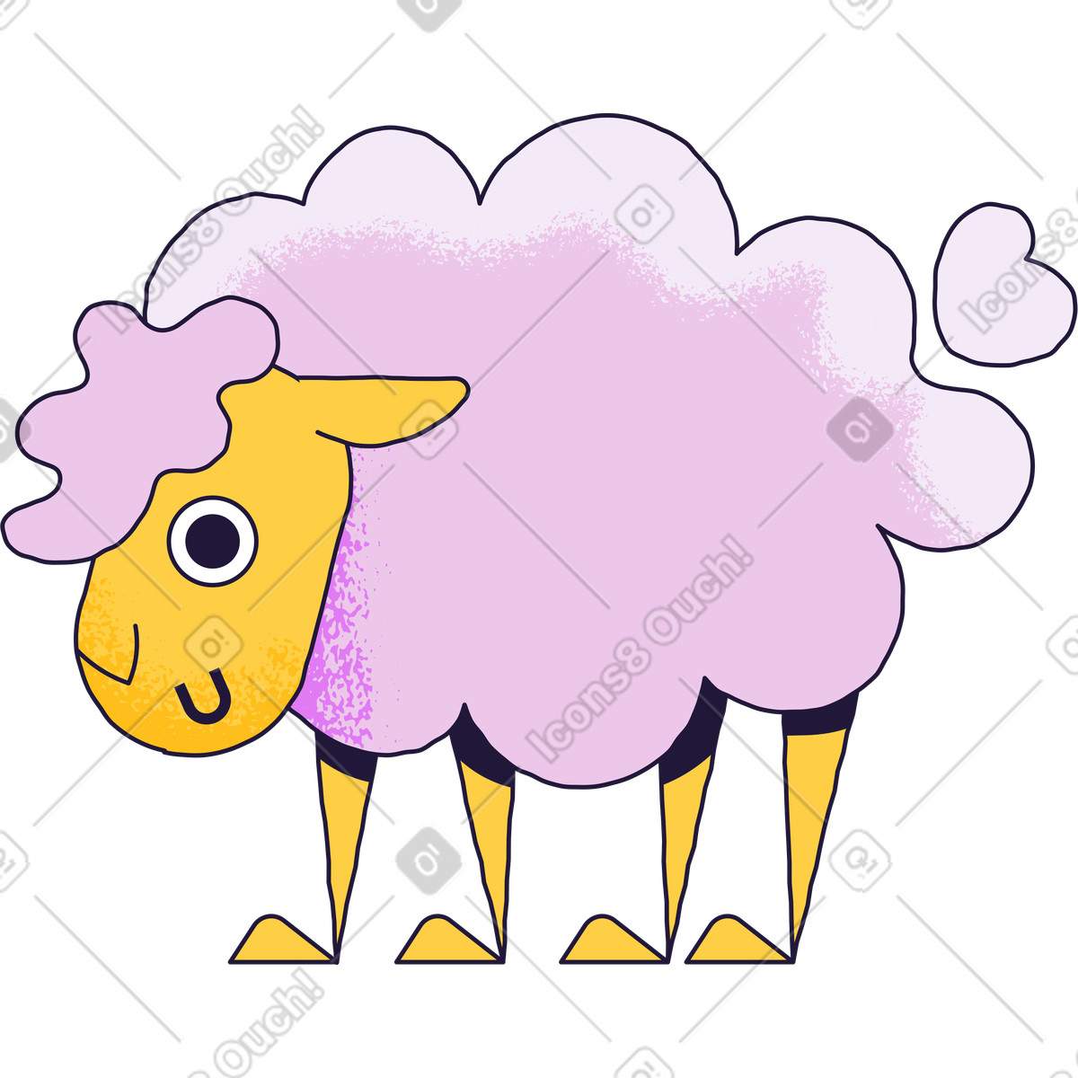 Ilustración Oveja en estilo Conifer a descargar en PNG y SVG