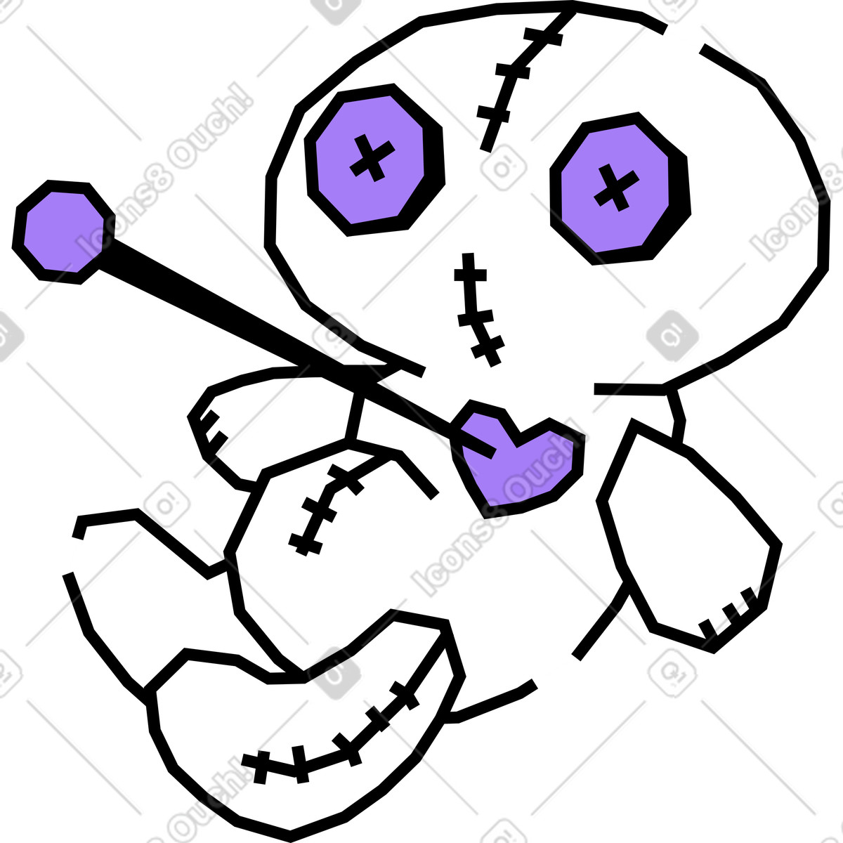 Ilustración Muñeco de vudú en estilo Amethyst a descargar en PNG y SVG