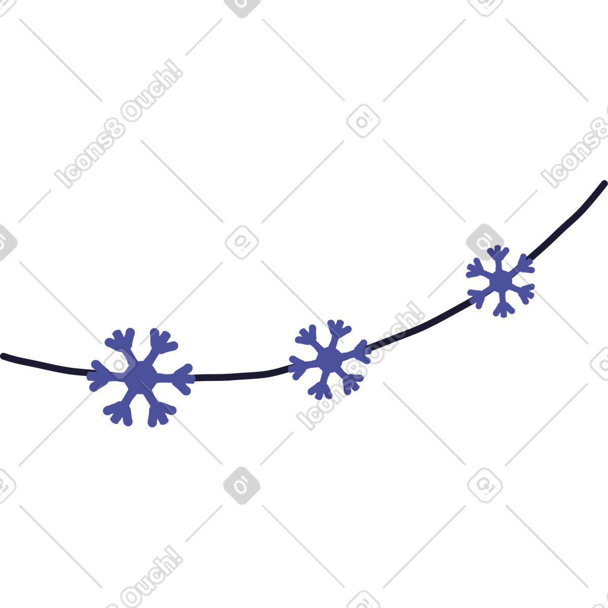 Girlande aus schneeflocken-Illustration im Stripy-Stil als Download in PNG, SVG