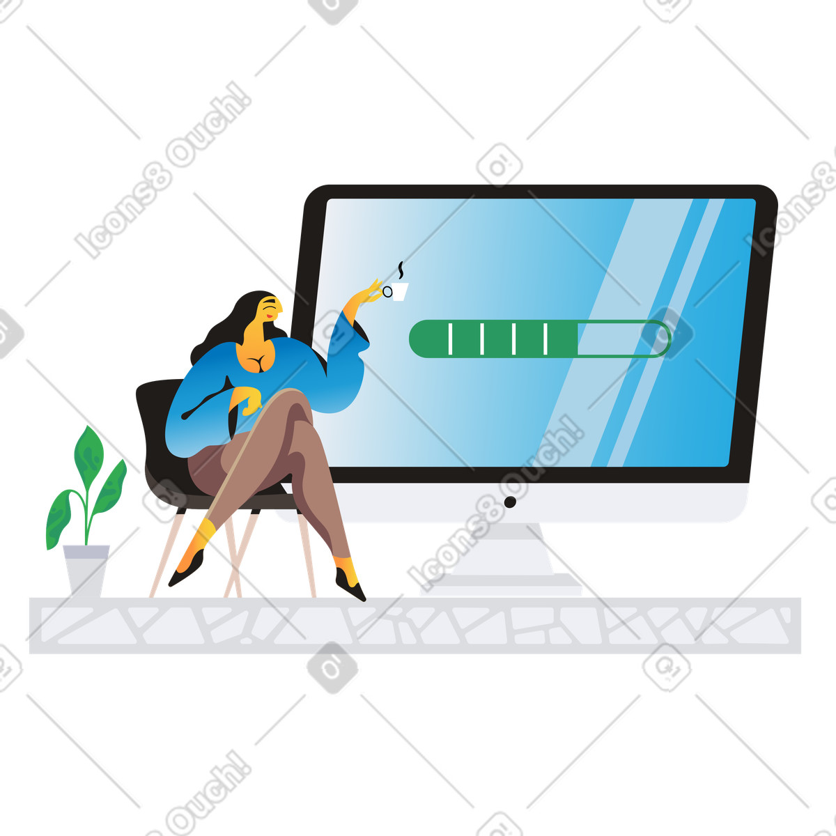 Illustration Femme en attente de téléchargement dans le style Jaconda à télécharger aux formats PNG, SVG