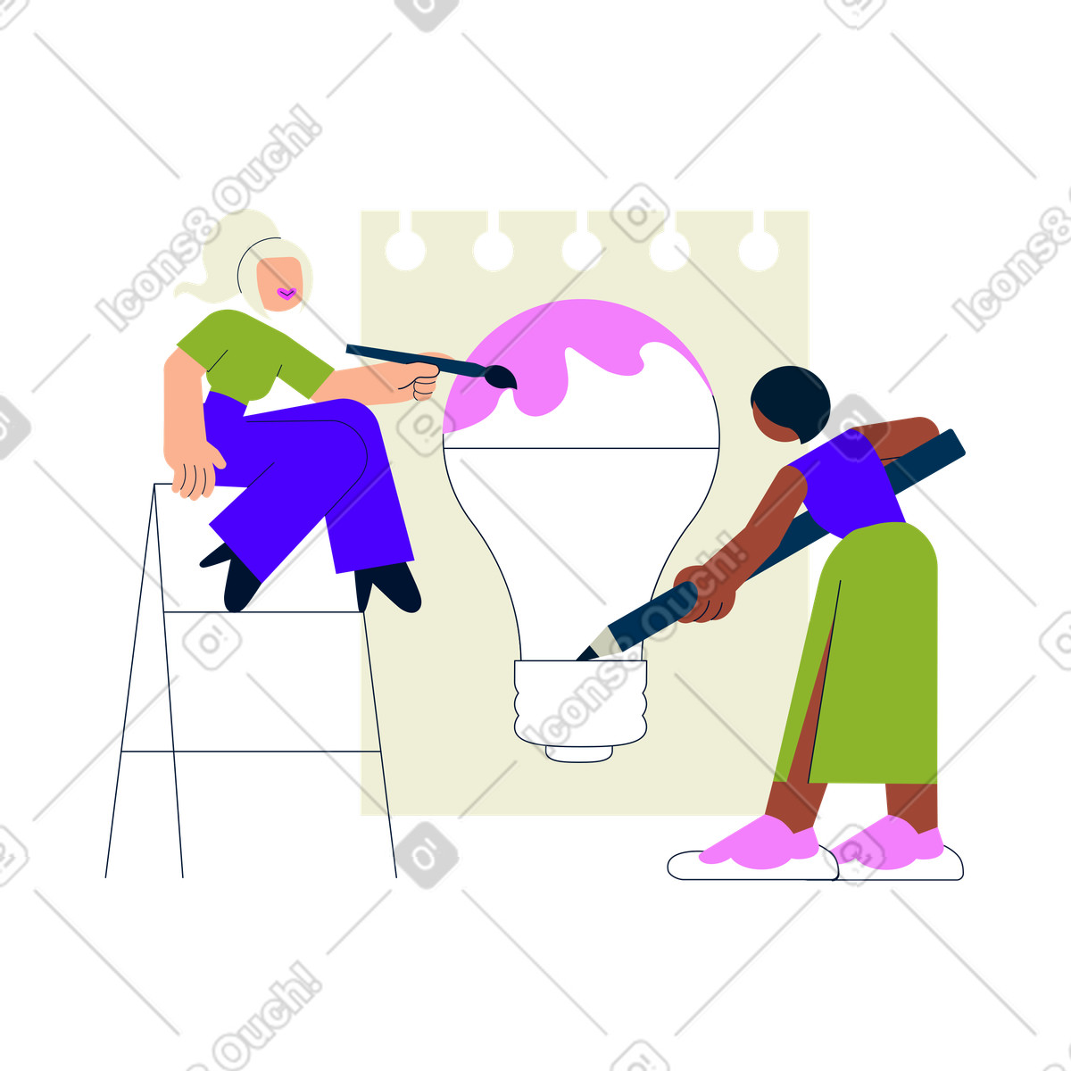 Brainstorming einer idee-Illustration im Cubes-Stil als Download in PNG, SVG