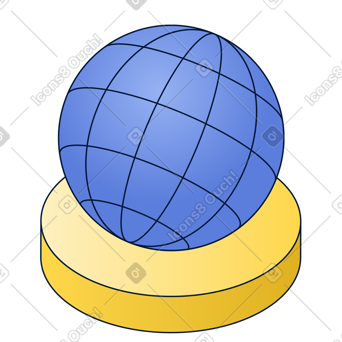 Wireframe sphere on pedestal, global network and connectivity illustrazione in stile Neat scarica in PNG, SVG