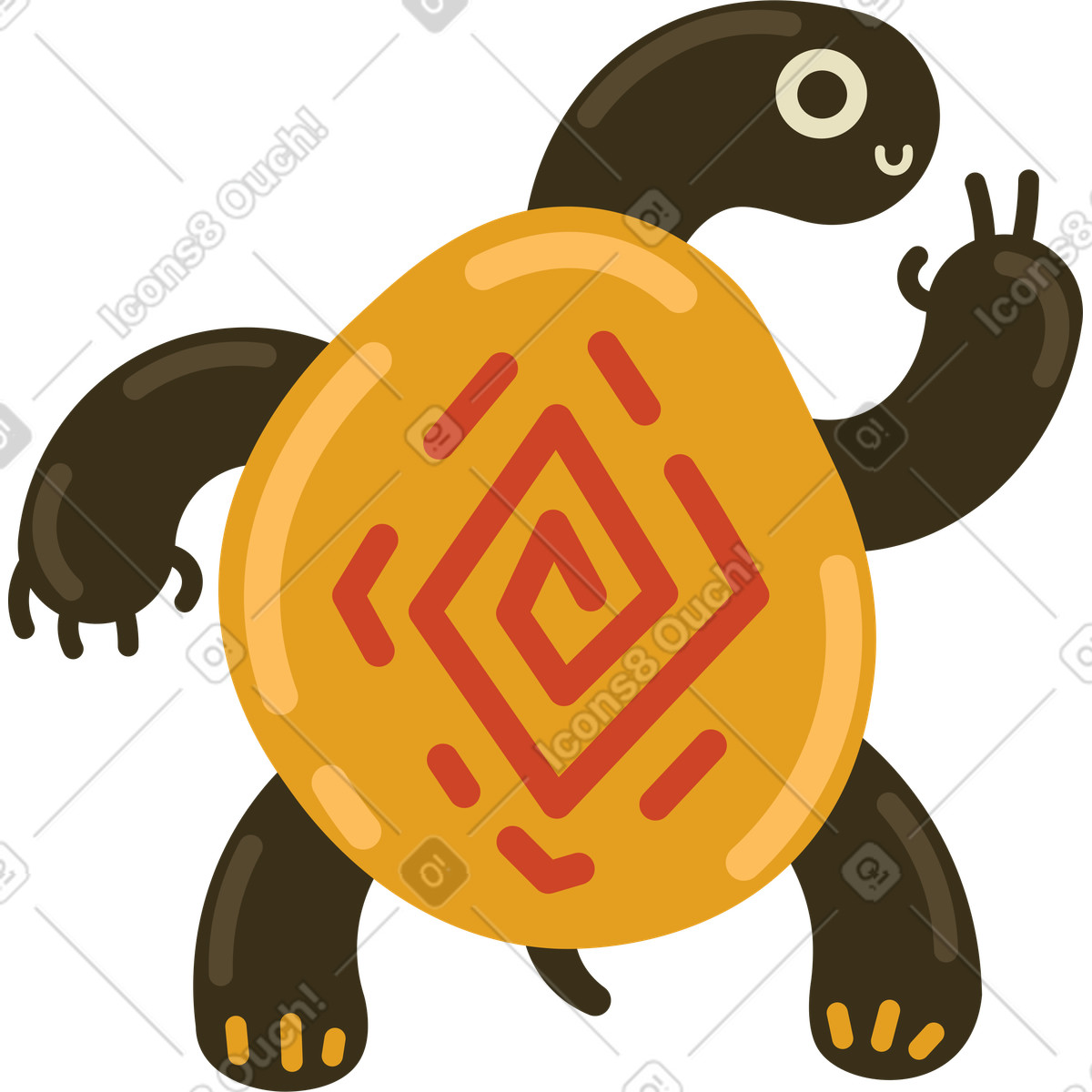Illustration Tortue dans le style Arabica à télécharger aux formats PNG, SVG
