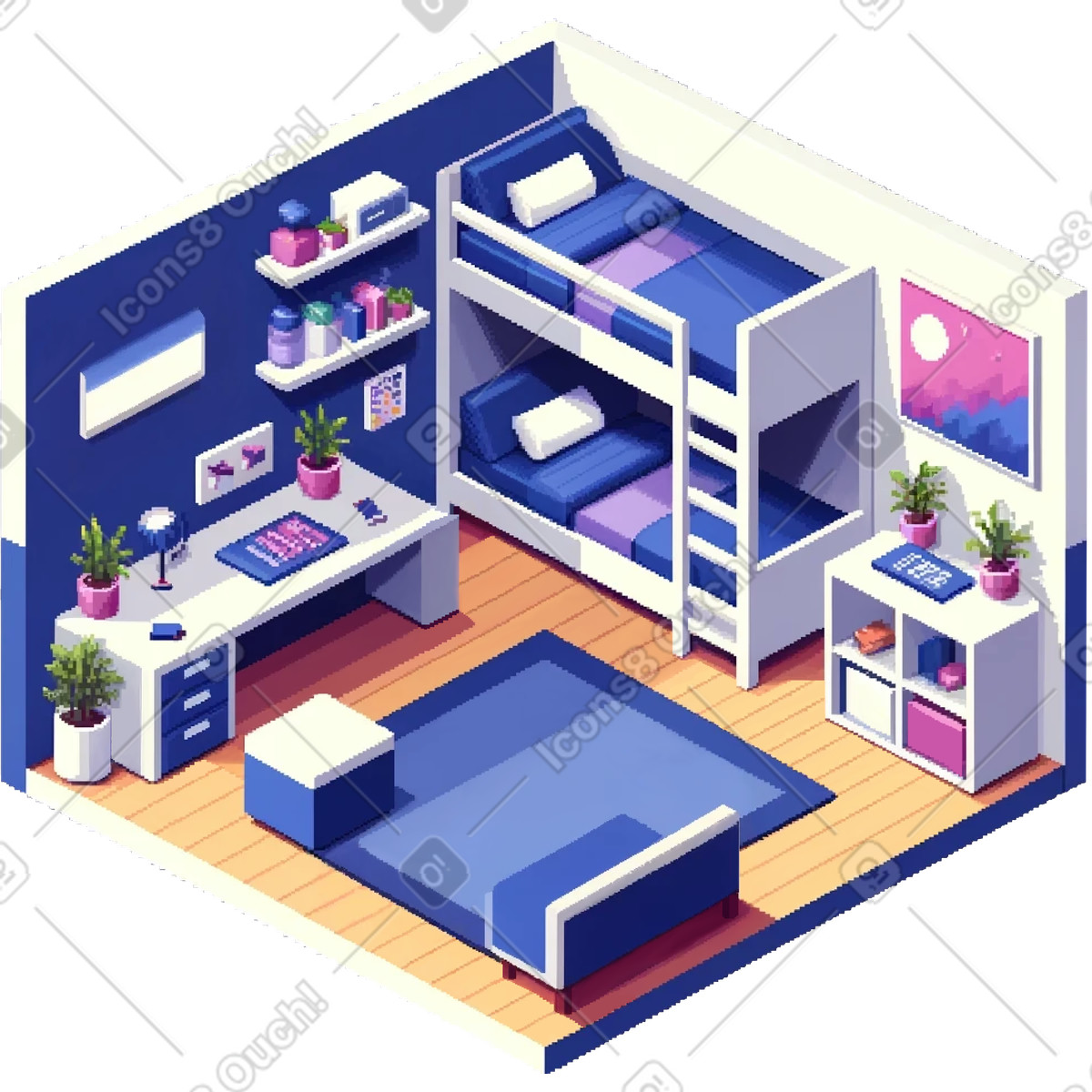 Bedroom for small children illustrazione in stile Rooms scarica in PNG, SVG