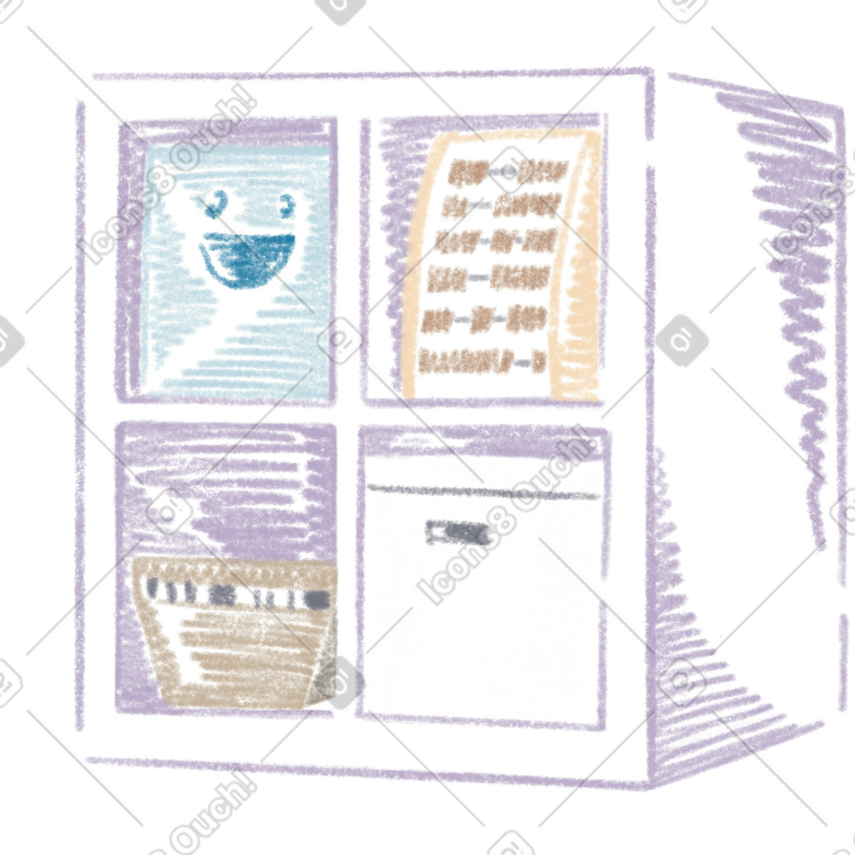 Сhildren's chest of drawers illustration in Sketchbook style download in PNG, SVG