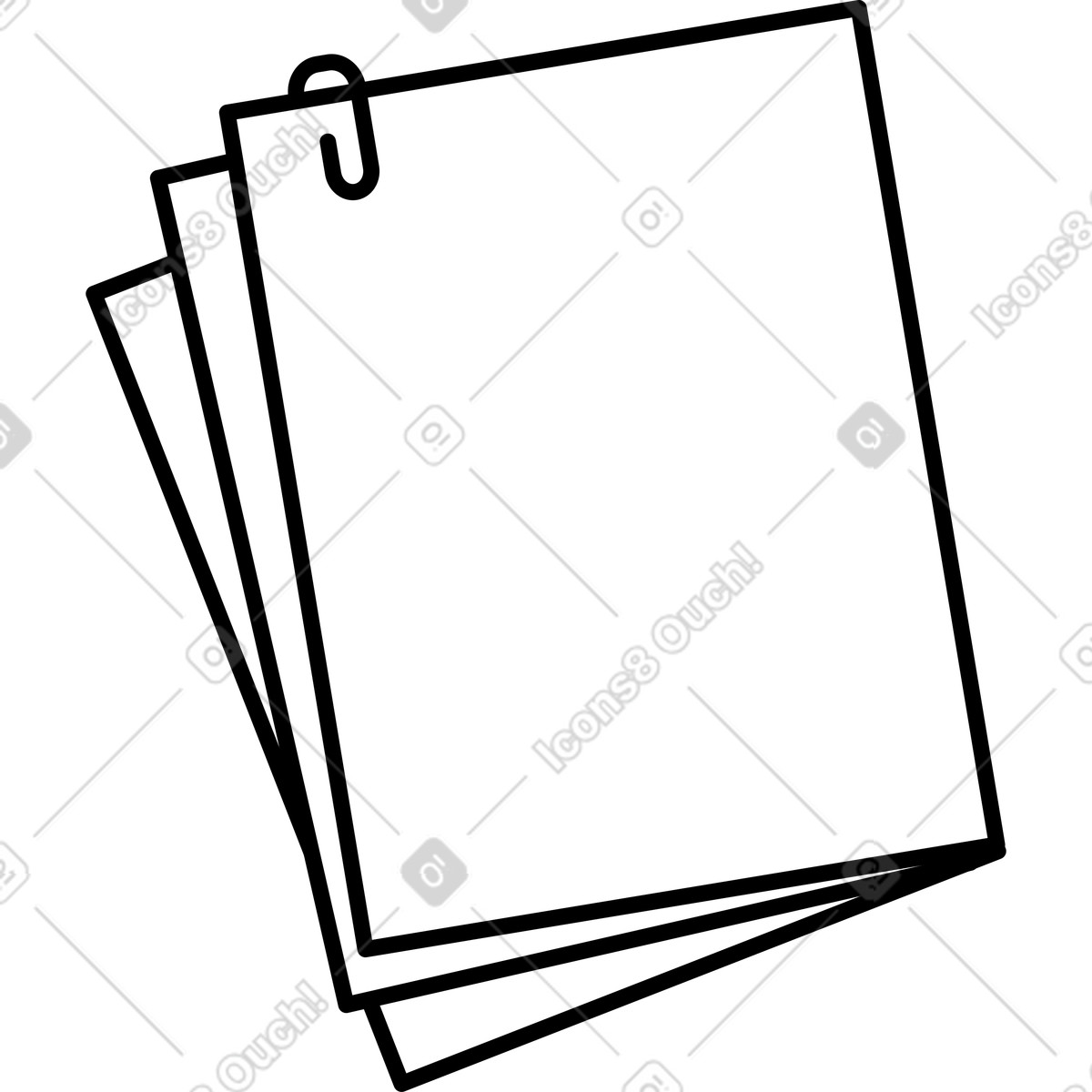 Ilustração de Paper sheets stack with attached paperclip office stationery outline drawing em no estilo Notion Line Art para baixar em PNG, SVG