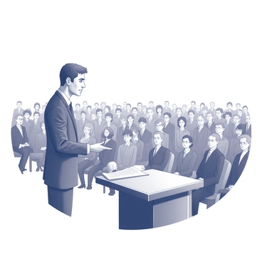 A person standing at a podium, facing a large audience, with notes shaking in their hands