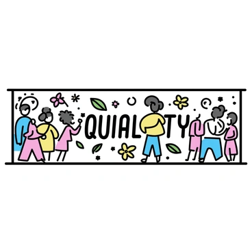 A large wall is covered with a vibrant mural, showcasing bright colors such as red, blue, yellow, and green. The mural features various symbols representing gender equality, including intertwined gender symbols. "Equality" is prominently displayed in bold letters, surrounded by images of diverse figures of different genders and ethnicities, all standing together in unity. Elements of nature, such as flowers and birds, weave through the scene, adding liveliness to the message of respect and harmony.