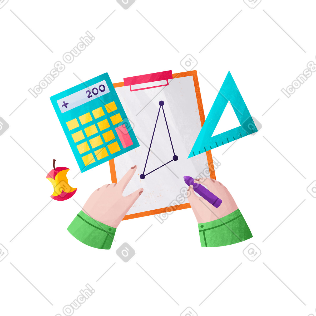 Dreiecke zeichnen beim mathe-lernen-Illustration im Bonbon-Stil als Download in PNG, SVG